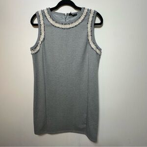 Anthropologie THML Dress Womens Medium Gray Blue Mini Tweed Sleeveless Shift